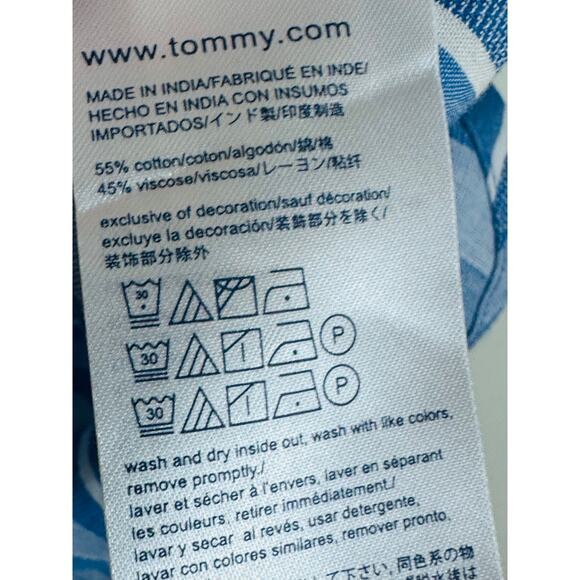 Tommy Hilfiger Women's Blouse Size XS Bohoemian Beachy Blue Striped Flowy - Picture 4 of 9